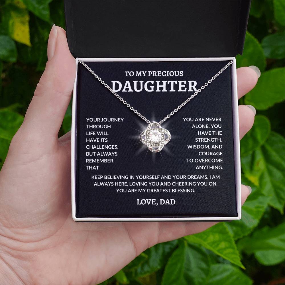 To My Precious Daughter | LoveKnot Necklace-BG