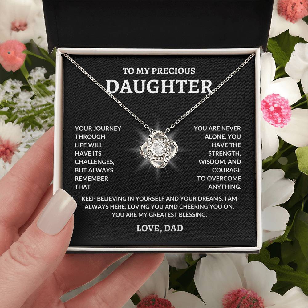 To My Precious Daughter | LoveKnot Necklace-BG