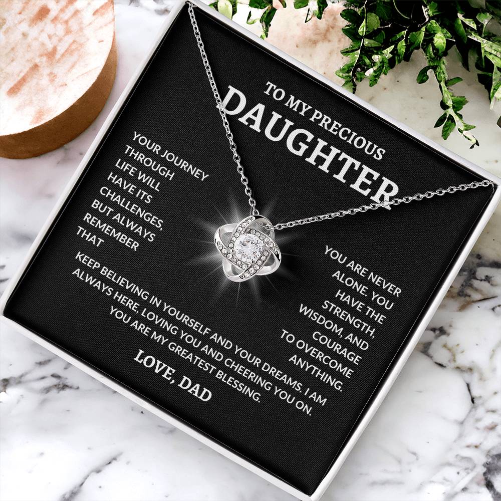 To My Precious Daughter | LoveKnot Necklace-BG