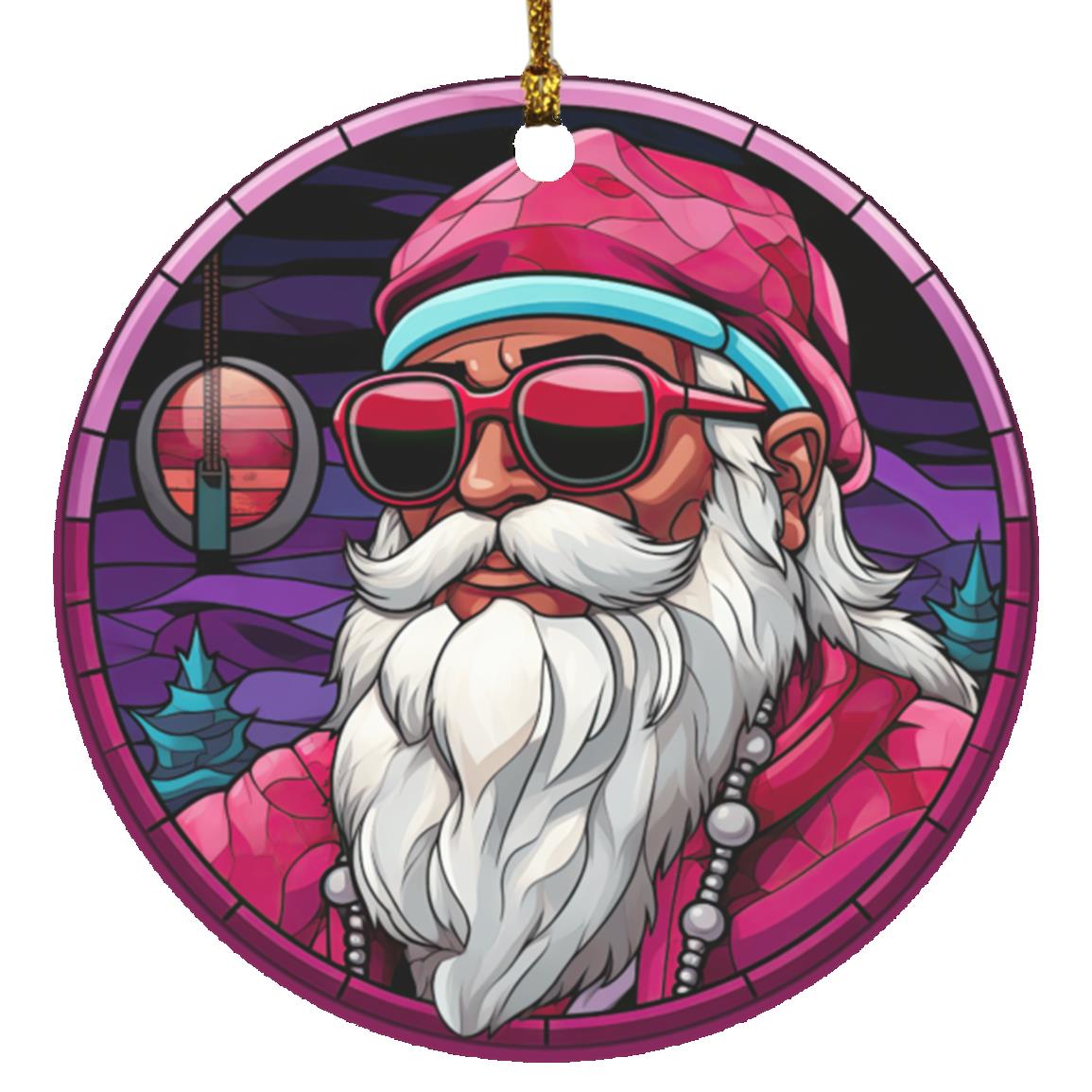 Cool Santa |Stained Glass Ornament