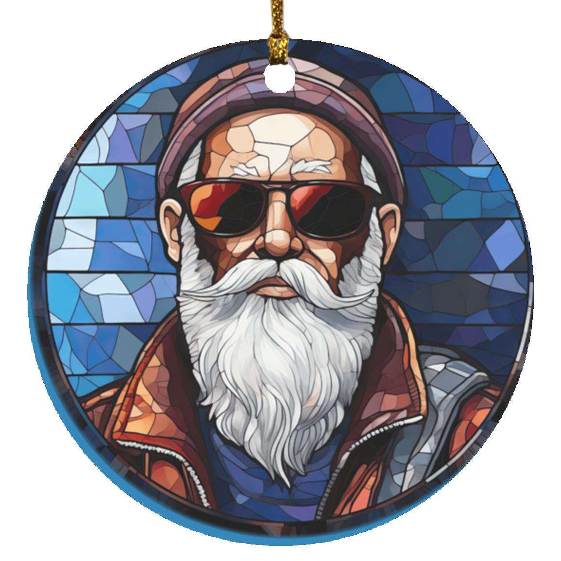 Cool Santa |Stained Glass Ornament