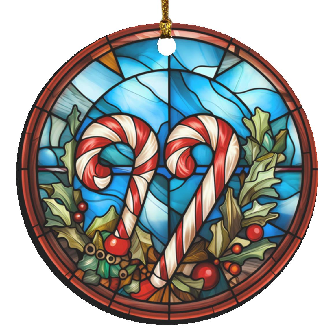 Faux Stained Glass Christmas Scenes Ornament