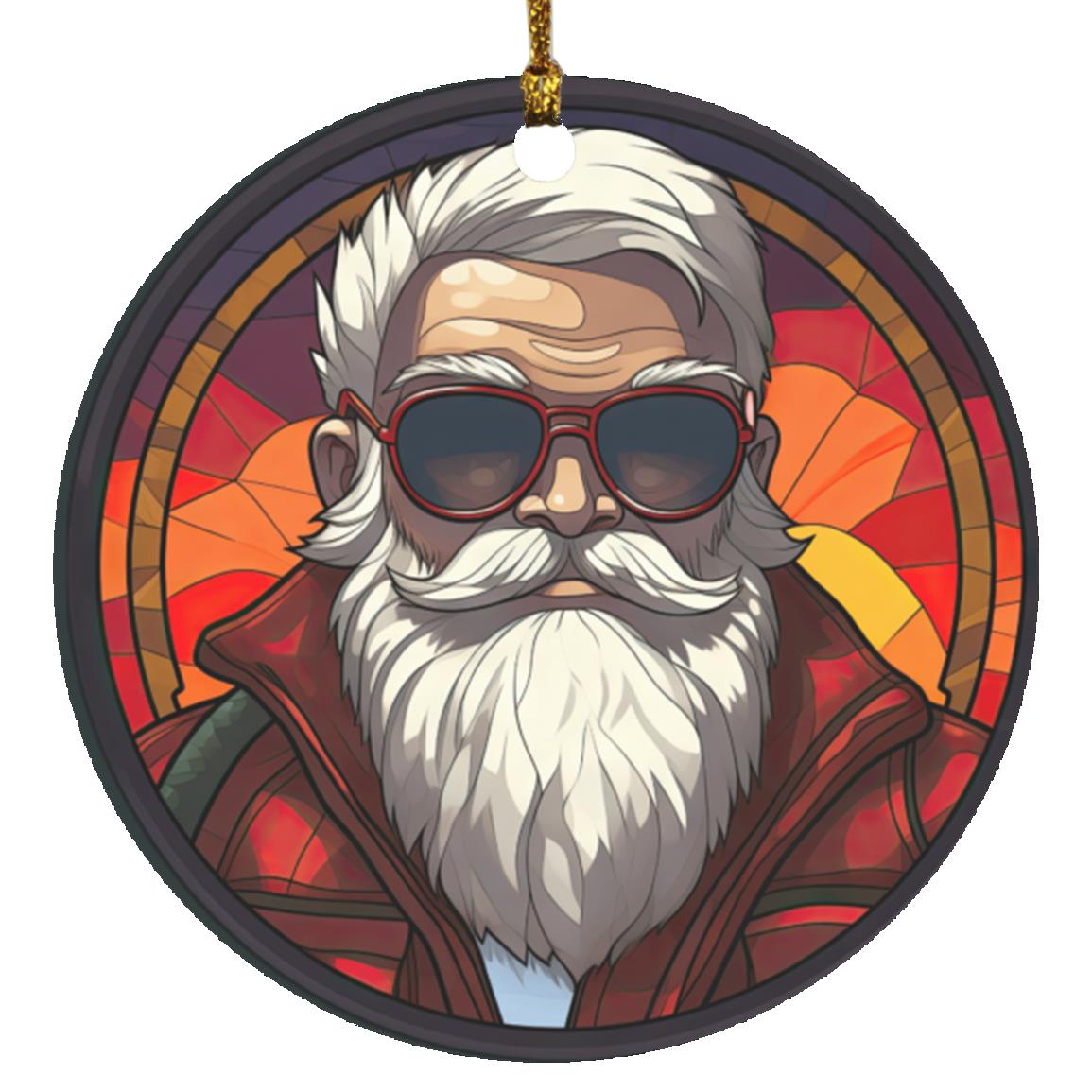 Cool Santa |Stained Glass Ornament