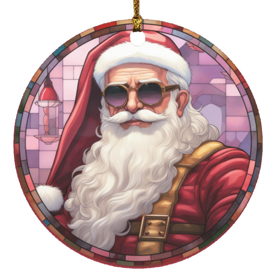 Cool Santa |Stained Glass Ornament