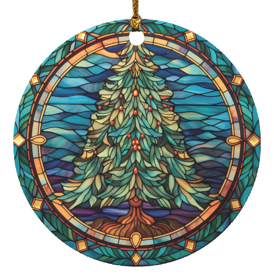 Faux Stained Glass Christmas Scenes Ornament