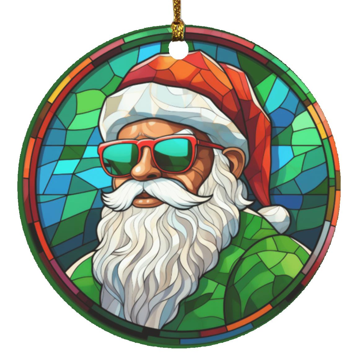 Cool Santa |Stained Glass Ornament