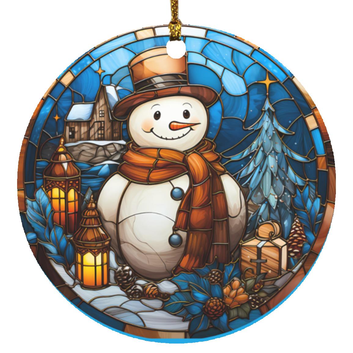 Faux Stained Glass Christmas Scenes Ornament