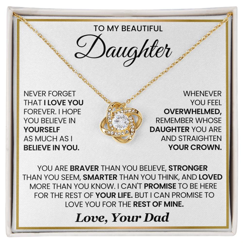 To My Beautiful Daughter - WB - LoveKnot Necklace