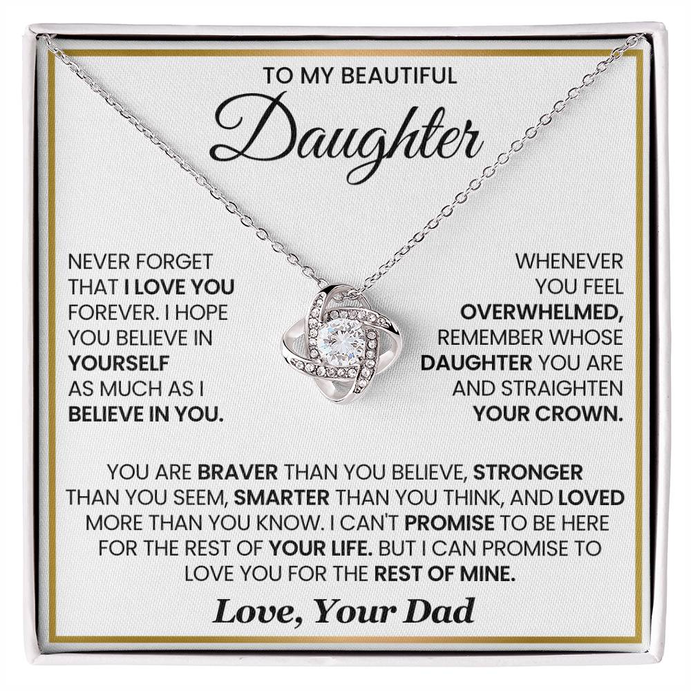 To My Beautiful Daughter - WB - LoveKnot Necklace