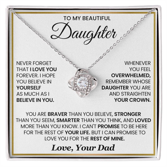 To My Beautiful Daughter - WB - LoveKnot Necklace