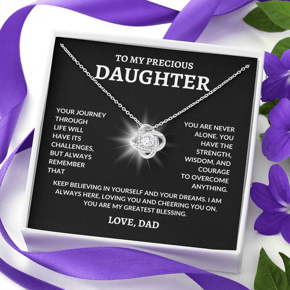 To My Precious Daughter | LoveKnot Necklace-BG