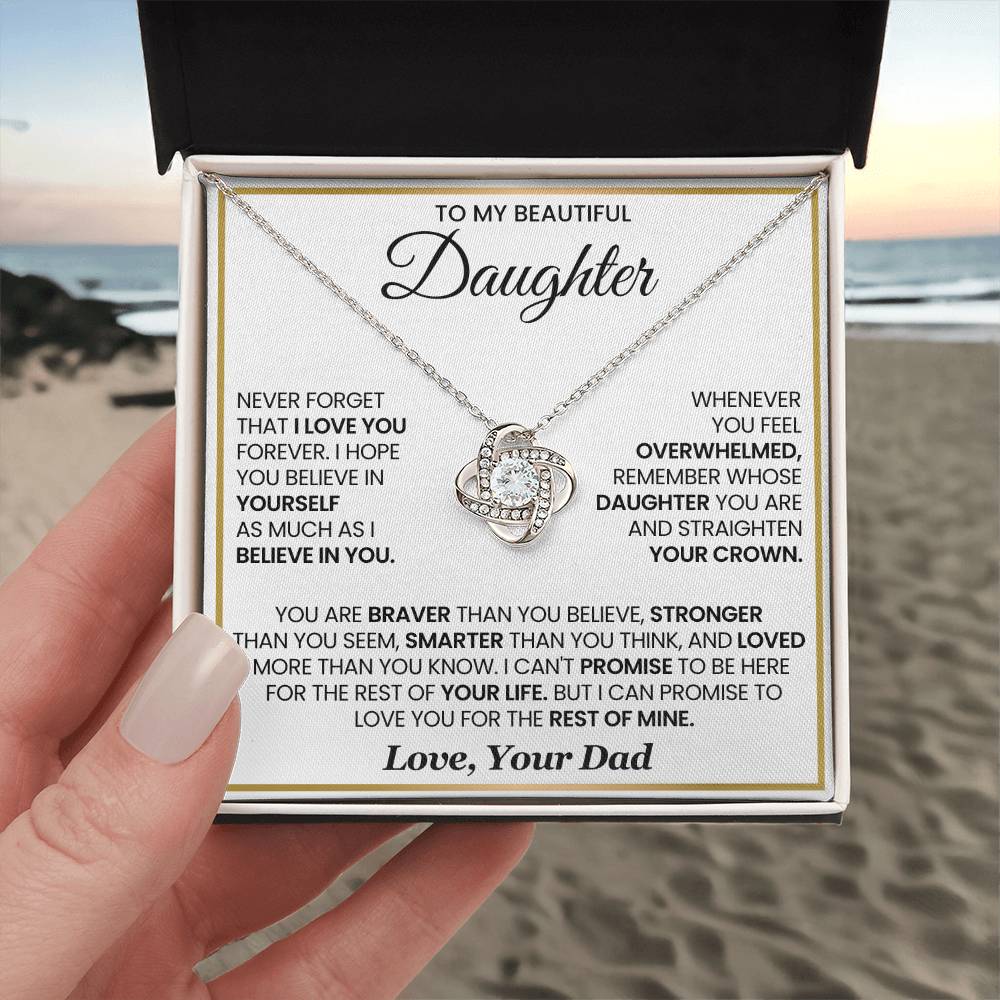 To My Beautiful Daughter - WB - LoveKnot Necklace