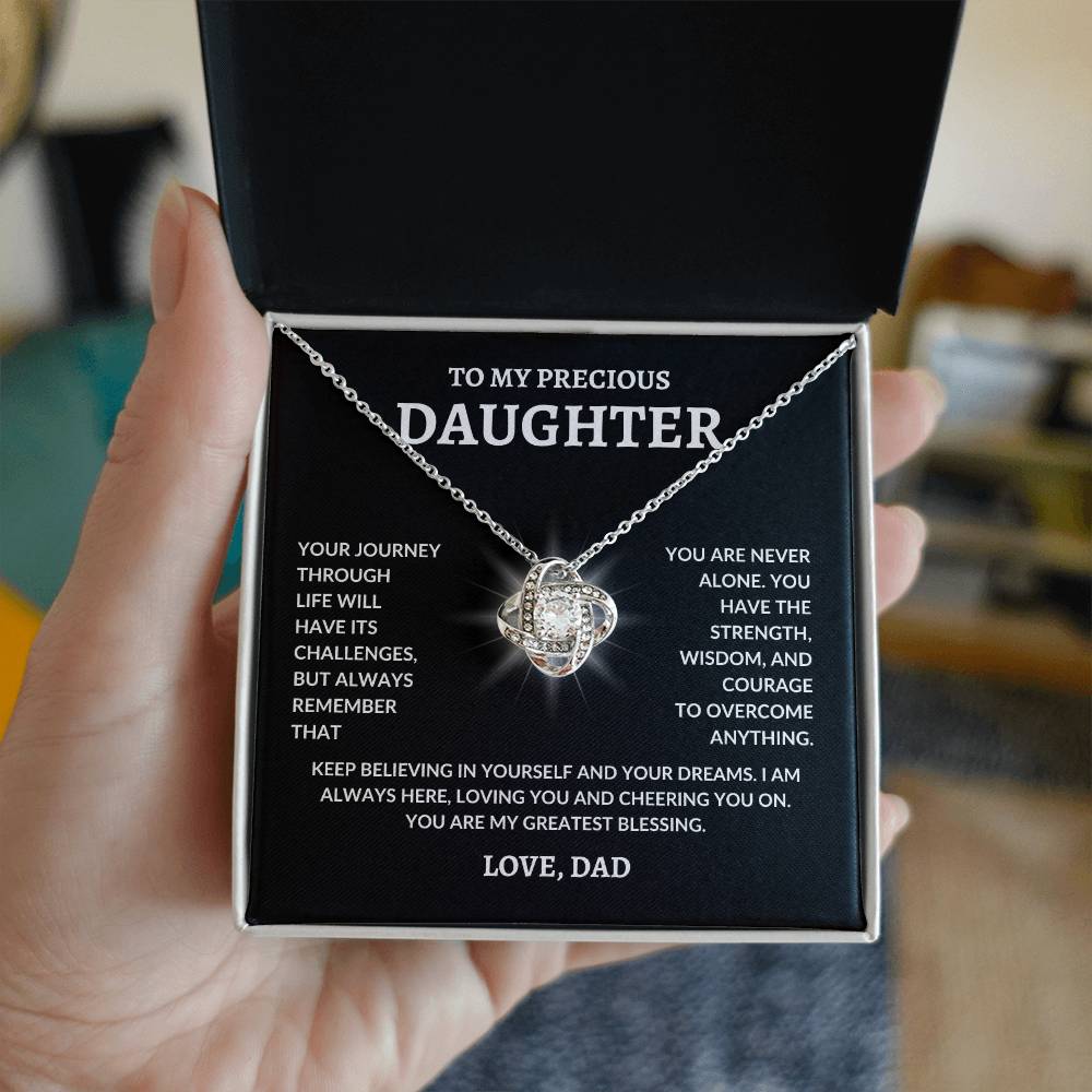 To My Precious Daughter | LoveKnot Necklace-BG