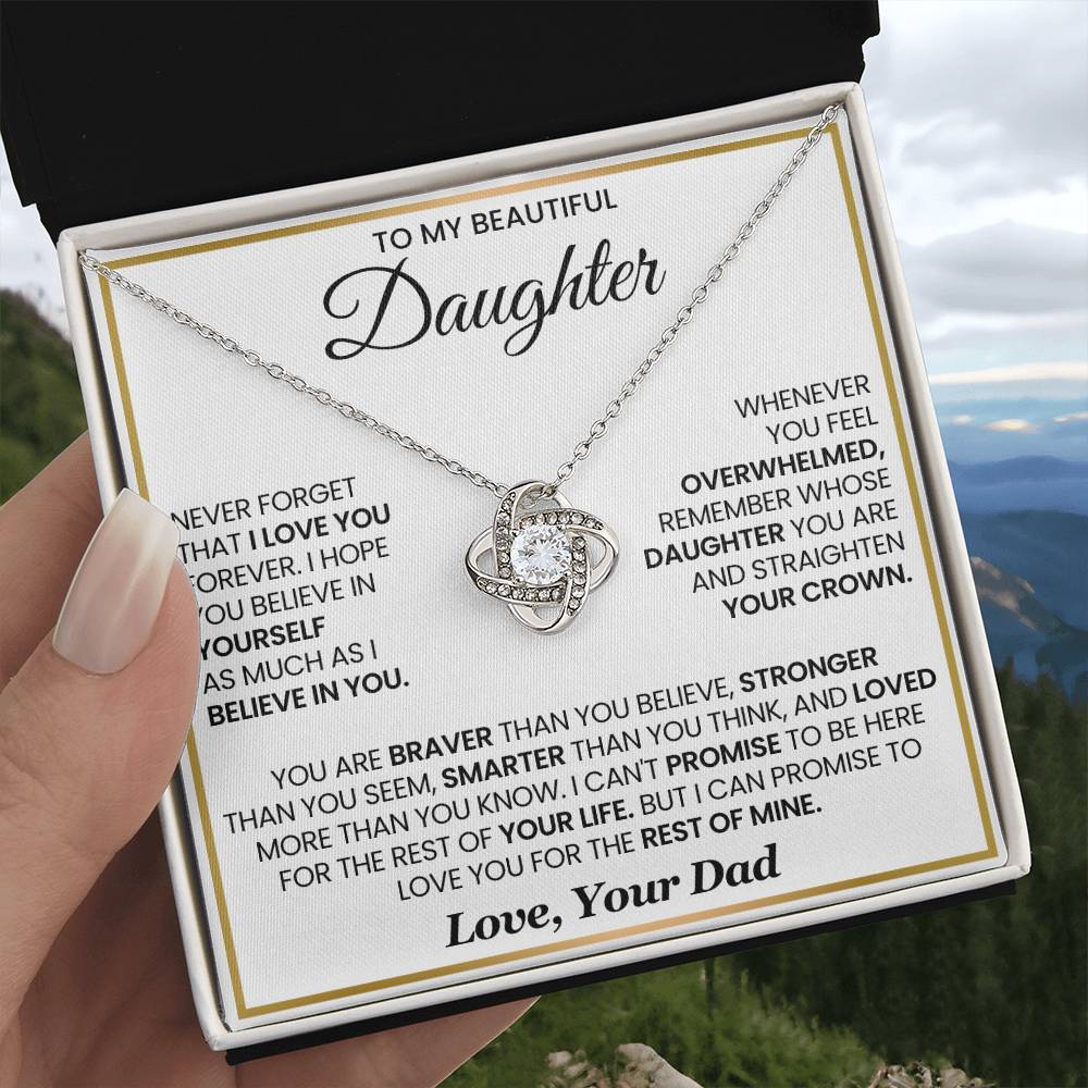 To My Beautiful Daughter - WB - LoveKnot Necklace