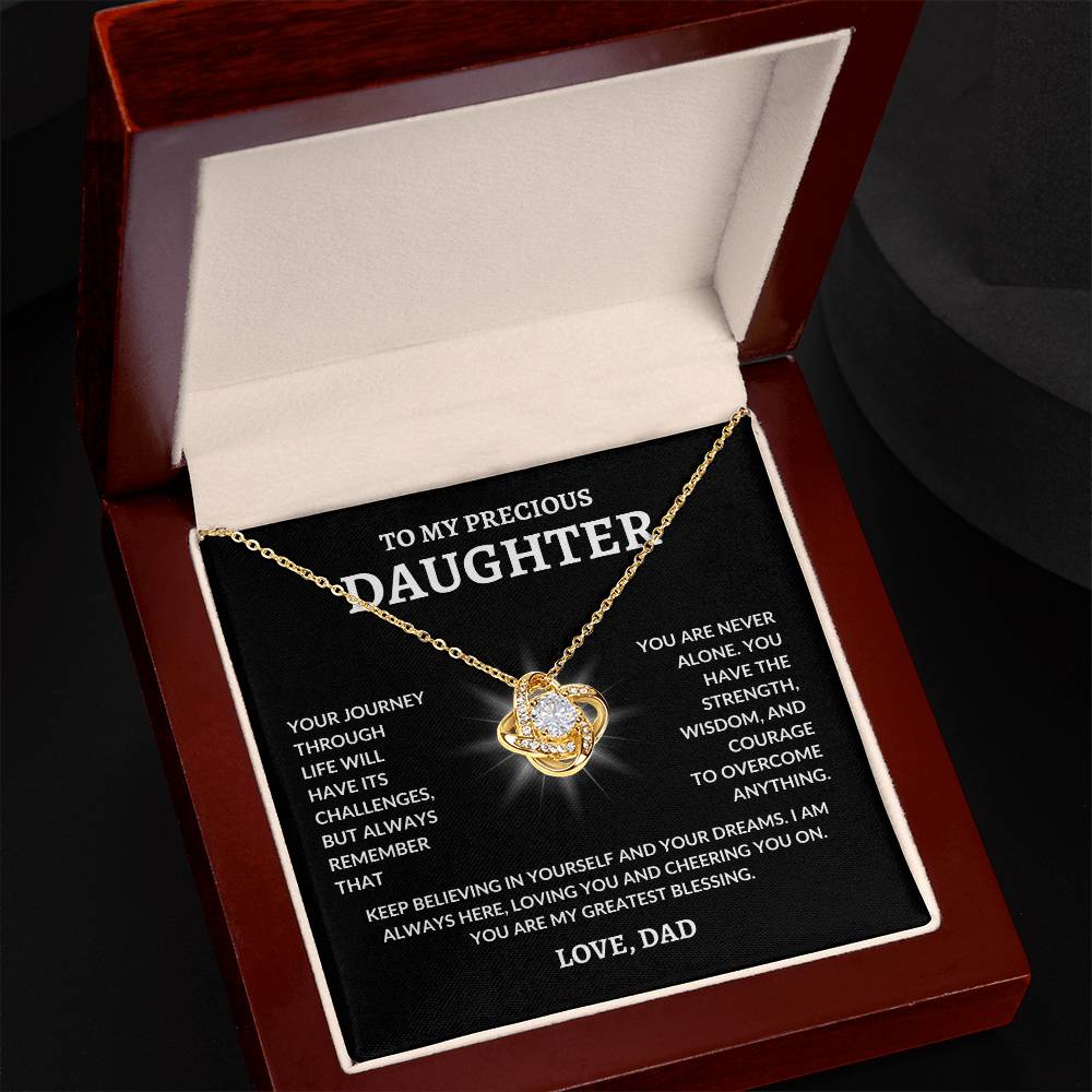 To My Precious Daughter | LoveKnot Necklace-BG