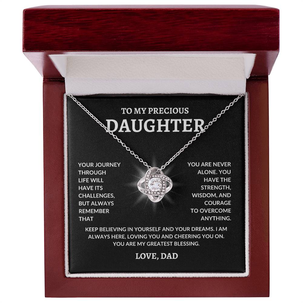 To My Precious Daughter | LoveKnot Necklace-BG