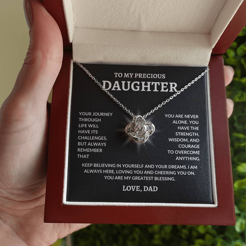 To My Precious Daughter | LoveKnot Necklace-BG