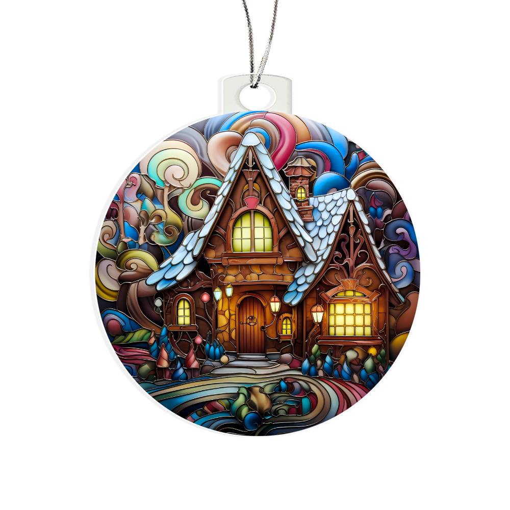 Stained Glass Gingerbread House Ornament