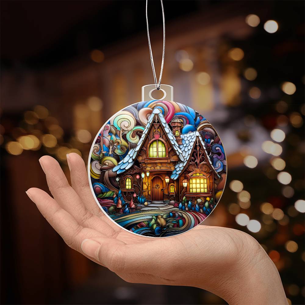 Stained Glass Gingerbread House Ornament