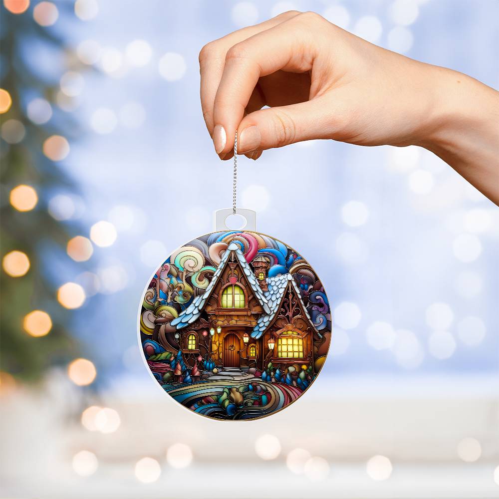 Stained Glass Gingerbread House Ornament