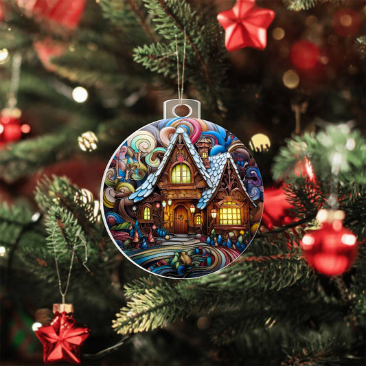 Stained Glass Gingerbread House Ornament