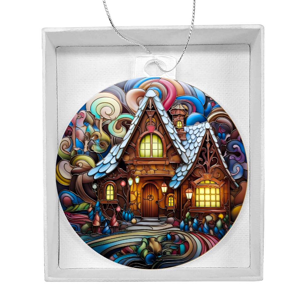 Stained Glass Gingerbread House Ornament