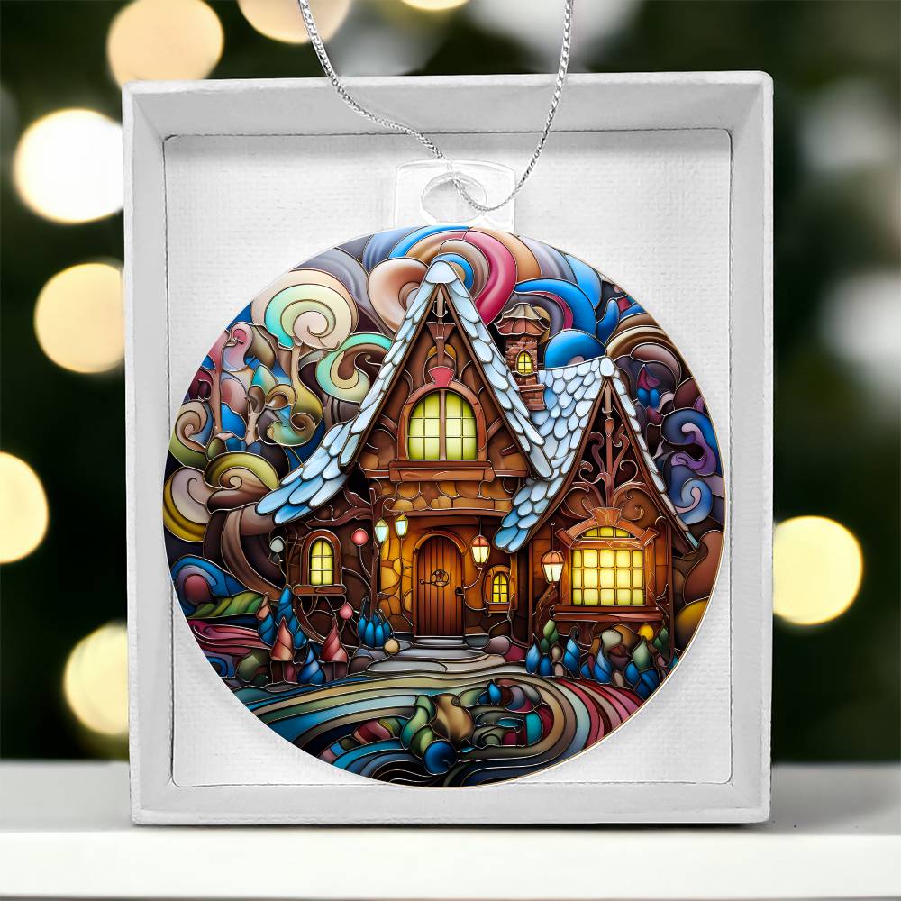 Stained Glass Gingerbread House Ornament