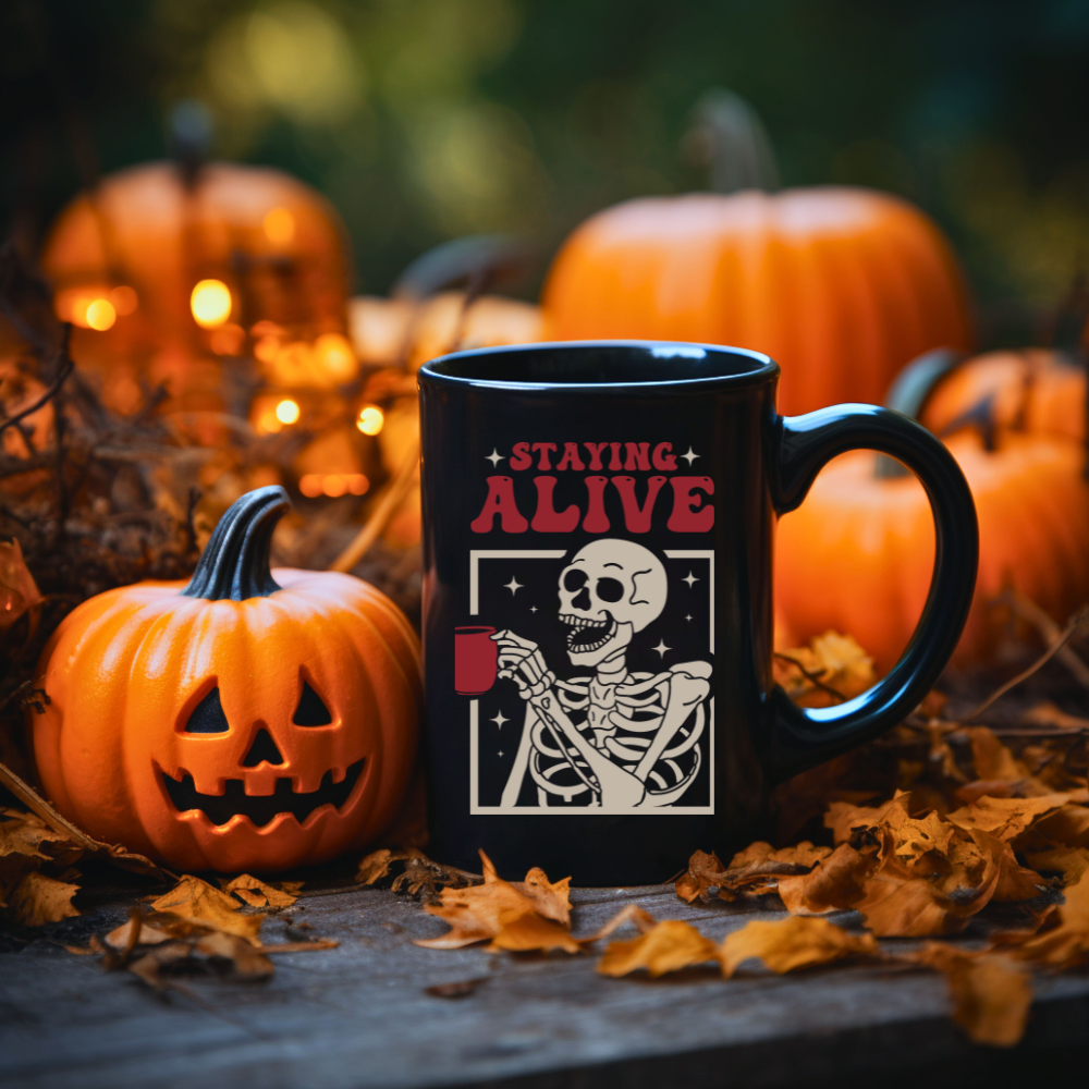 Staying Alive Skeleton Coffee Mug