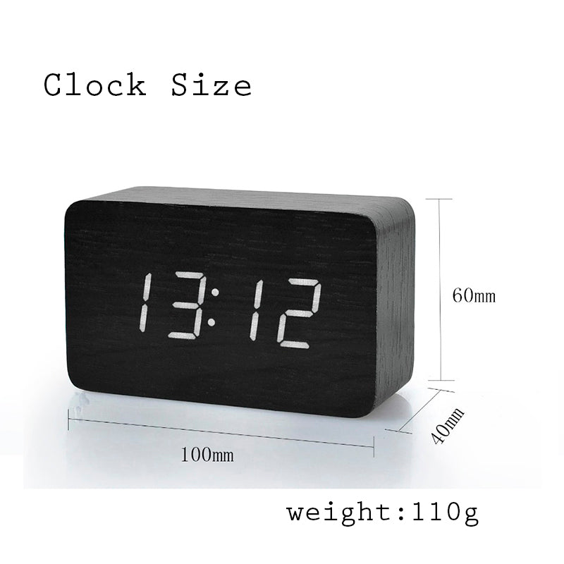 Mini Cube LED Wooden Alarm Clock